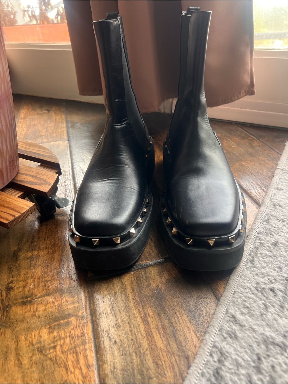 Valentino Garavani Black Leather women’s rockstud Chelsea Boots size 40 Ono nero - Picture 10 of 12